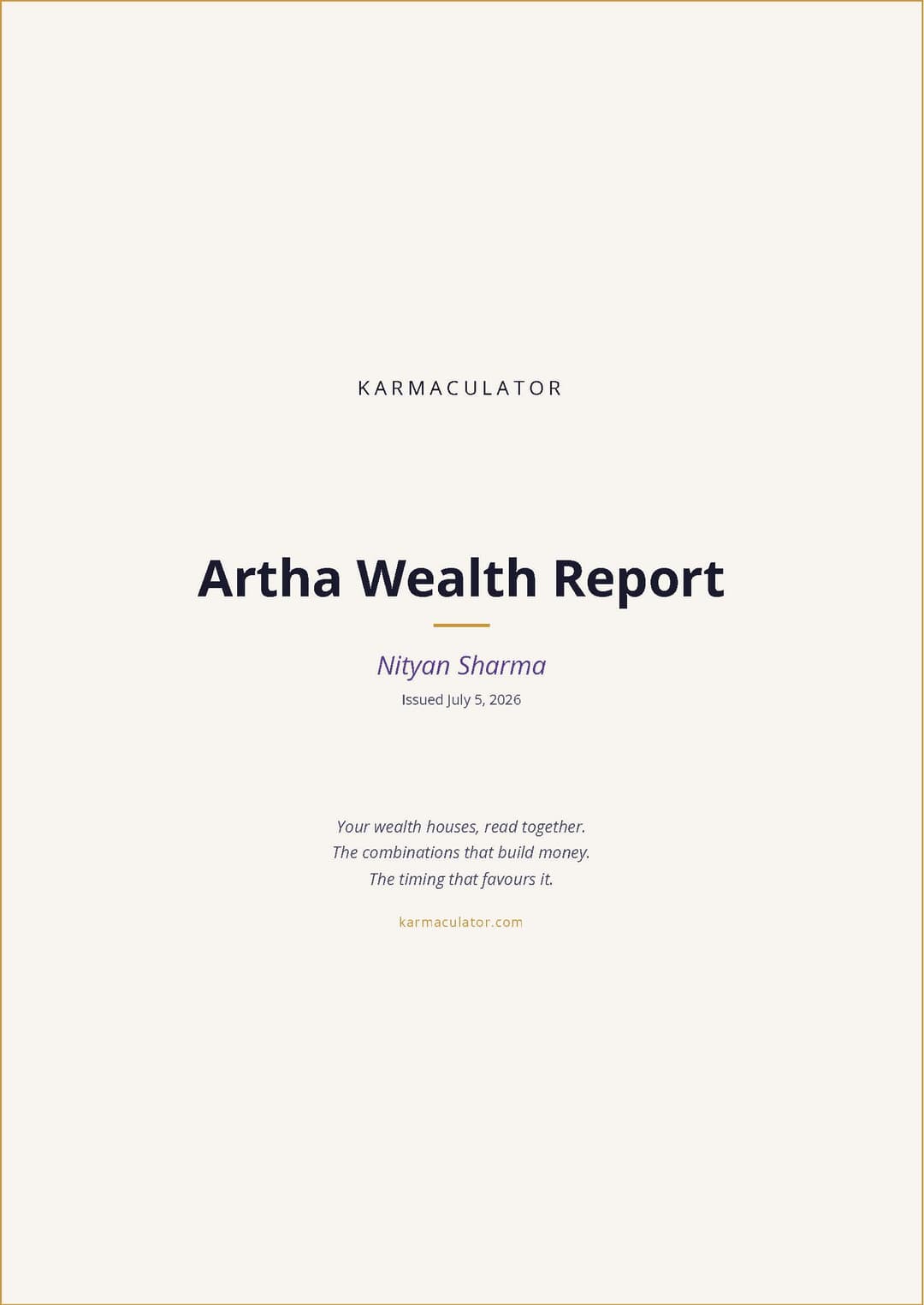 Your Artha Wealth Report, built from your natal chart