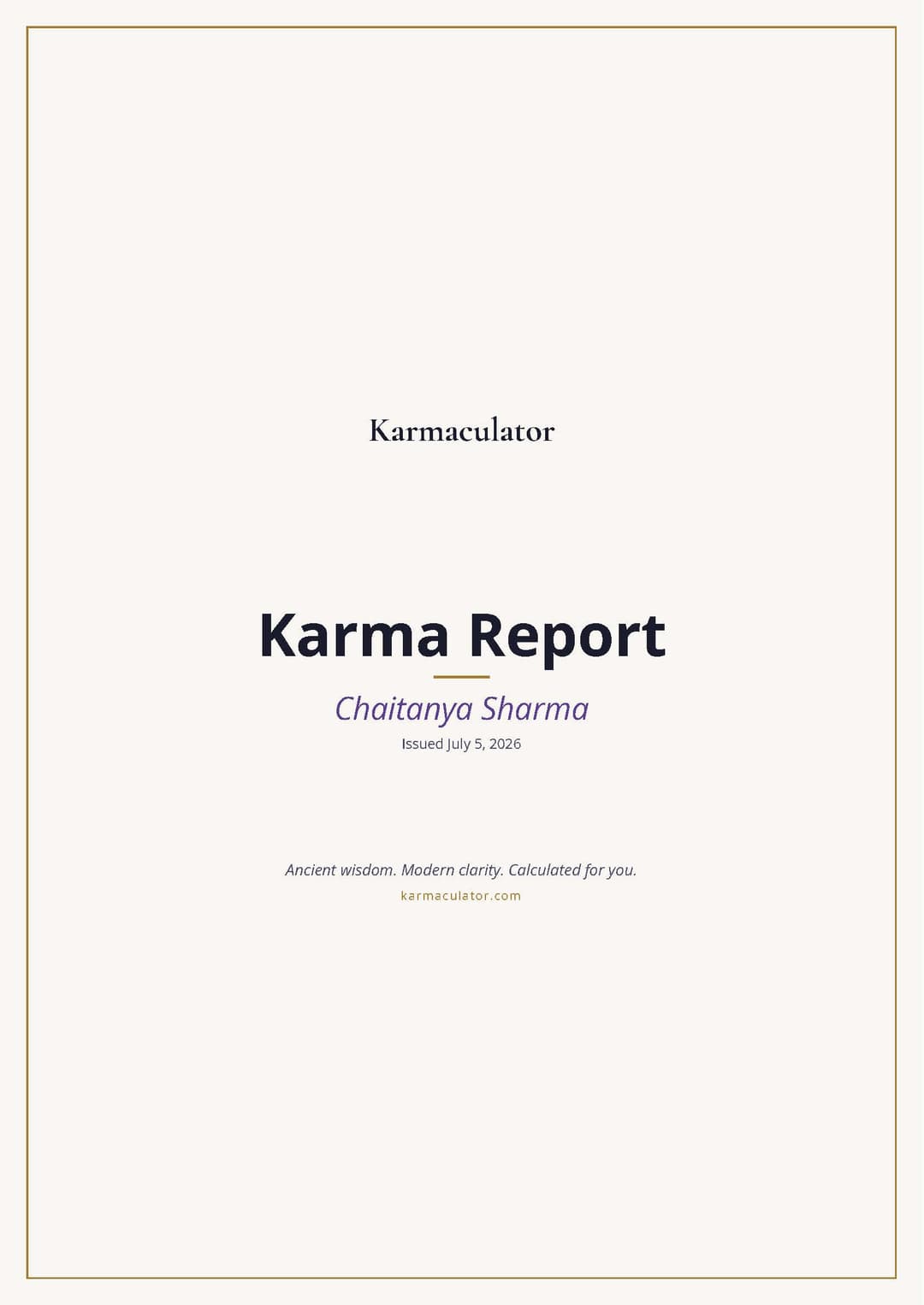 Your Karma Report, generated from your exact Vedic chart